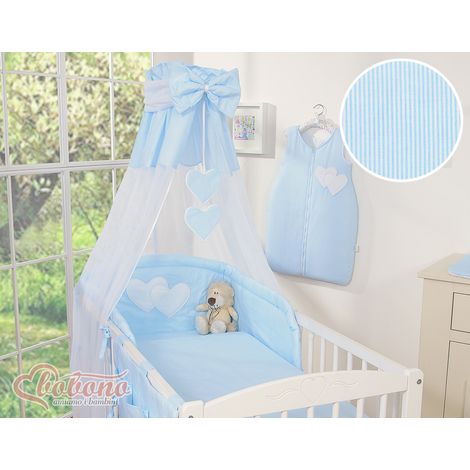 Dosel de tul - Corazones, rayas azules