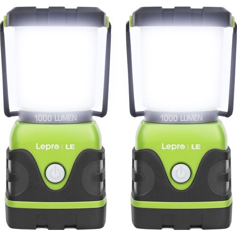 LED Camping Lamp [Up to 200 hours of light], Powerful 1000lm Camping Lantern, Battery Operated, Adjustable Brightness, Waterproof, for Camping, Bivouac, Fishing, Hiking, Caves, 2pcs