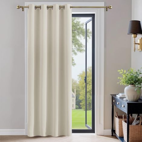 Décoration de Fenêtre - Rideau Occultant Lot de 1 Panneau Isolant Thermique avec Oeillets Anti Lumineux et Rayon UV, 132 x 210cm, Beige Clair (1/5)