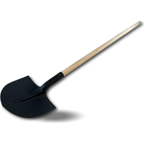 Kibros – Pelle maçon 130 cm en bois – Bout rond col cygne acier – Pour travaux de béton et sable – Outil jardinage BTP – PELRONM