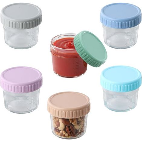 6 tarros para avena nocturna,tarros de vidrio con abertura ancha,reutilizables con tapas a prueba de fugas (1/5)