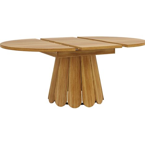 Tavolo da pranzo rotondo allungabile 118-158 cm in MDF e metallo marrone, fino a 6 posti (1/5)