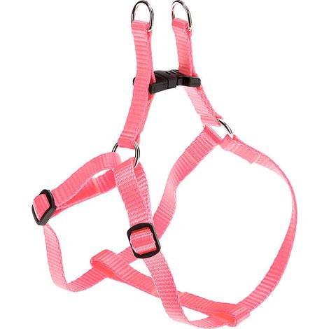 Ferplast EASY P Pettorina in nylon per cani, disponibile in tanti colori e misure. Variante EXTRA SMALL - Misure: A=B 33-46.5 cm 10 mm - Rosa (1/4)