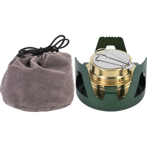 Réchaud à alcool ultraléger - Mini réchaud de camping avec support de casserole en aluminium et sac de rangement pour la randonnée, le pique-nique (vert) (1/5)