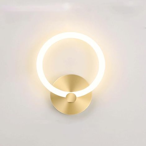 Nordische moderne Wandlampe mit 10 W LED-Weißlicht, dekorativem Ring, warmem Licht, Wandlampe für den Innenbereich, Leselampe aus Metall, kompatibel mit Nachttisch-Wandlampe. (1/5)