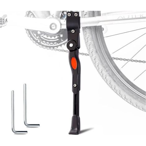Cavalletto universale regolabile per mountain bike con supporti laterali e piedini in gomma antiscivolo per biciclette con diametro ruota da 24" a 28" (nero) (1/5)