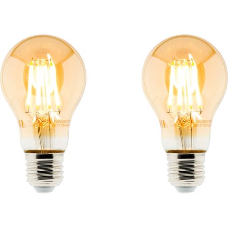 Lot de 2 ampoules déco filament LED ambrée 4W E27 2500K - Zenitech (1/3)