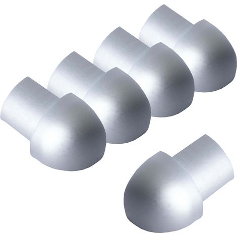 Dalsys Außeneck für Fliesenschiene Aluminium (eloxiert) Viertelkreisprofil, Fliesenprofil - 8mm, 5 Stück Silber matt