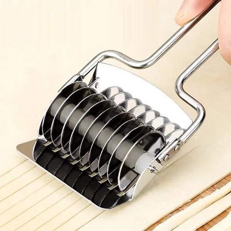 Set of 2 Manu Pasta Machines, Stainless Steel Pastry Wheel Roller, Noodle Dough Cutter, Pizza Roller Cake Scraper for Making Noodles, Pasta, Spaghetti, and Rolling Pins (1/5)
