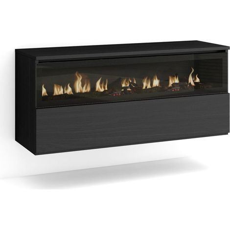 Skraut Home  Caminetto elettrico LED  Effetto Fiamma Realistico  102x45x35cm  1 apertura, 1 porta  Camino elettrico  Sospeso, da appendere  Stile moderno  Nero (1/5)