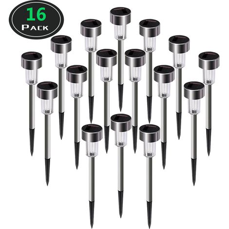 Luci solari giardino 16 LED colorate, tubo acciaio inossidabile IP65, accensione/spegnimento automatico, per patio (1/5)
