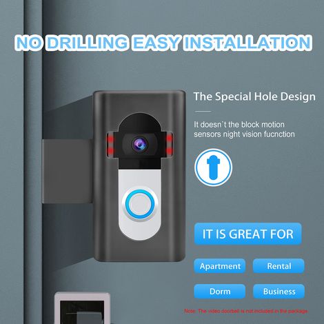 Decdeal Diebstahlsichere Türklingelhalterung, Video, einfache Installation, kein Bohren, kompatibel mit Blink 2021/Ring 1/2/3/3 Plus/4/Pro, geeignet für Wohnheim, Wohnung, Geschäft, Büro, Studio (1/5)