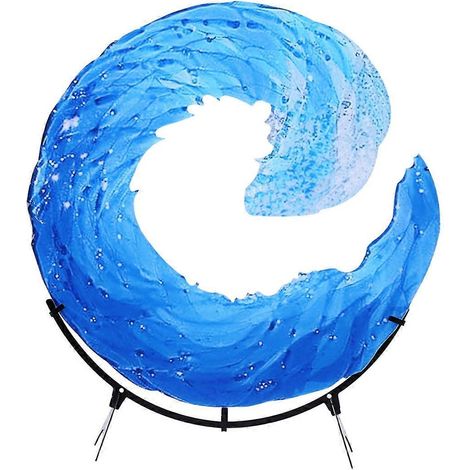 Acryl-Wellenskulptur, blaue Blumenstatue für den Schreibtisch, 20 x 20 cm