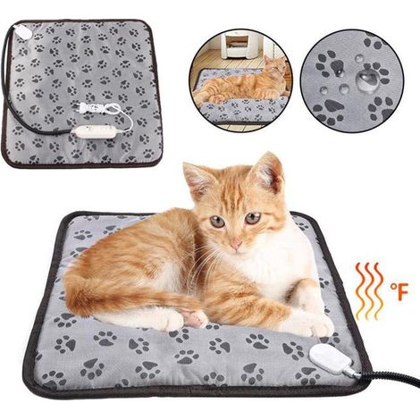 Tappetino riscaldante per gatti, cuccia riscaldata per gatti, tappetino riscaldante per cani 45 x 45 cm con filo anti-morso, cuccia impermeabile per gatti, lettino riscaldato per cani di piccola tagli (1/5)