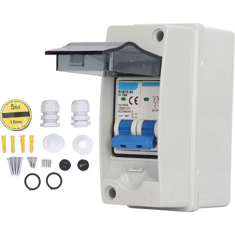 Disjoncteur Miniature 16A 1000V, interrupteur de déconnexion cc avec boîte de Distribution étanche IP65 pour système PV de panneaux solaires (1/5)