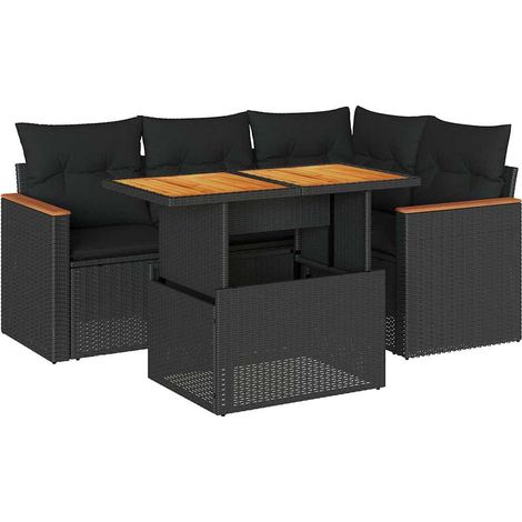 Maison Exclusive - Set sofás jardín y cojines 5 pzas ratán sintét (1/5)