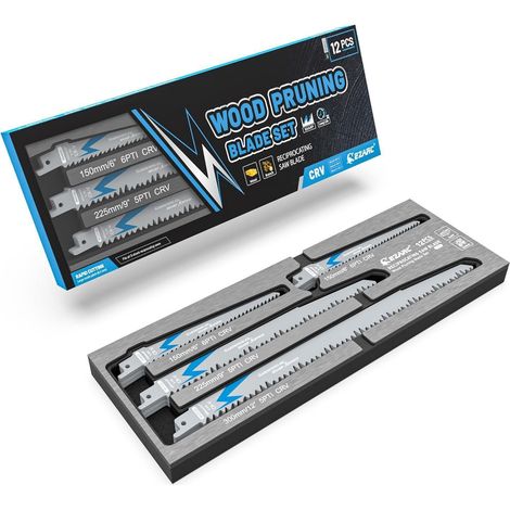 EZARC Säbelsägeblätter Set 12tlg für Holz Baumschnitt 150mm/225mm/300mm (1/5)