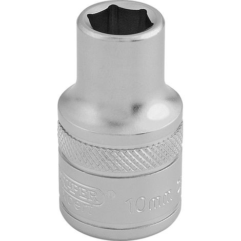 Draper 10mm 6-Point Square Drive (1/2") Metric Socket in Micro Satin Chrome Finish (Model 16598) (1/5)