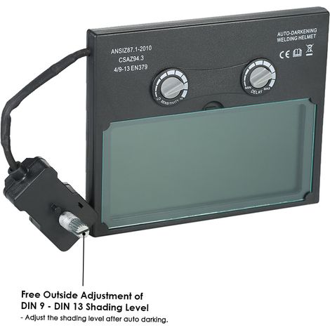 Ortviai Masque de soudage automatique à obscurcissement solaire, lentille DIN 9-13, sensibilité et délai réglables