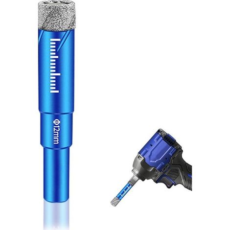 Foret Carrelage 12mm Forets Mèches Diamant pour Verre Carrelage Céramique Marbre Porcelaine Fonctionne Avec Toutes Les Perceuses électriques et Meuleuses (1/5)