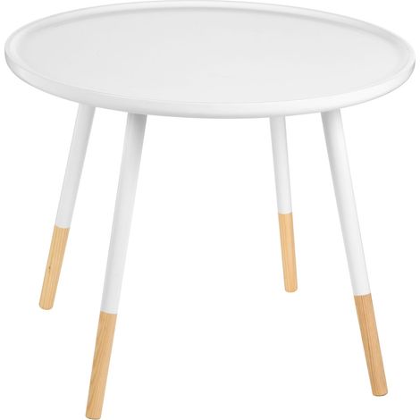 Interiors by Premier Contemporary White And Natural Round Side Table, Durable And Sturdy Wooden Side Table, Round Top Table (1/5)