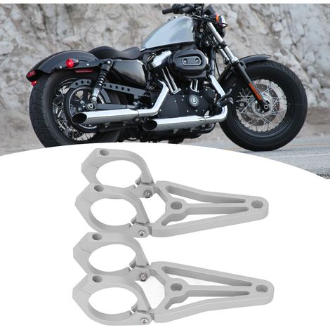 Supports de phares de moto (lot de 2) supports de fixation à collier pour tubes de 33 à 41 mm pour Honda, Kawasaki, Suzuki et Yamaha (argent) (1/5)