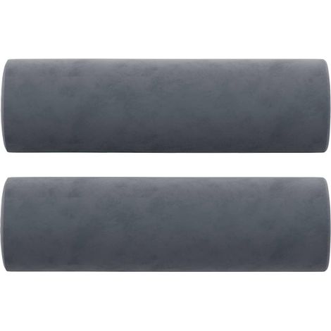 Cuscini Decorativi 2 pz Grigio Scuro Ø15x50 cm in Velluto vidaXL (1/5)