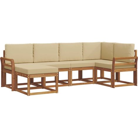 Outdoor Sofa Set with Cushion 6 pcs Natural and Beige vidaXL (1/5)
