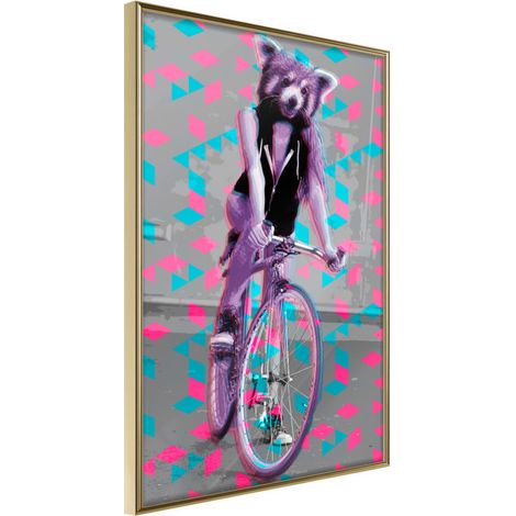 Affiche Murale Encadrée "Extraordinary Cyclist" 30 x 42 cm Or