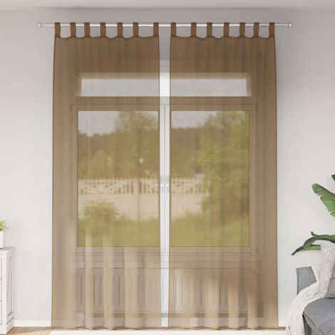 Voile Vorhänge mit Schlaufen 2 Stk. Hellbraun 140x260 cm