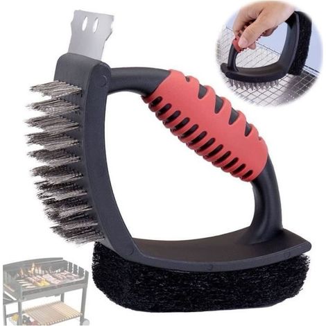Brush to Barbecue,Sponge of Cleaning of Barbecue,Brush to grille,Scraper,Pad to Scrub,for BBQ,Stains,Grill to Gas Electric (1/4)