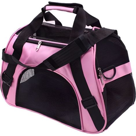 Sac de Transport Respirant Sacoche en Tissu Imperméable pour Animaux Chien Chat M Rose (1/3)