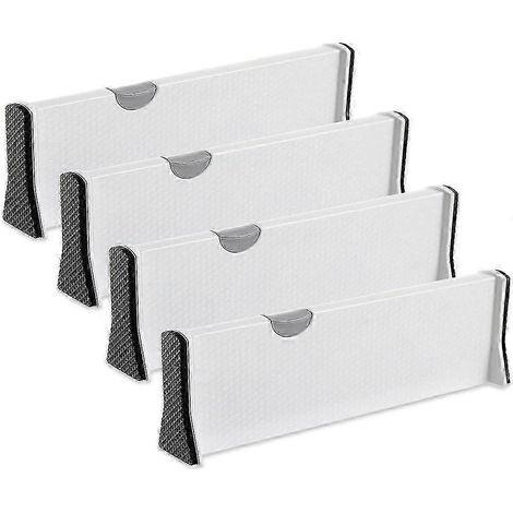 Ensemble de 4 séparateurs de tiroir réglables, organisateurs rembourrés en mousse plastique, installation sans outil, réglable de 38 à 54,2 cm, pour cuisine, salle de bain ou bureau. (1/4)