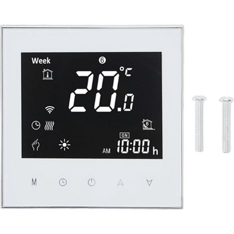 Thermostat Intelligent Chaudière WiFi Contrôle Vocal Écran Tactile LCD Programmable Blanc 95‑240V (1/5)