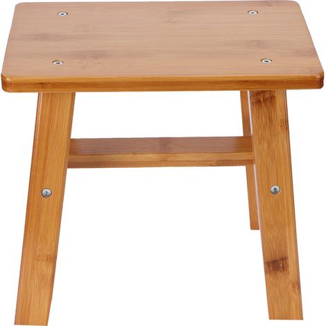Beyamis Tabouret multifonctionnel en bambou, petit tabouret bas, banc pour enfants, idéal pour la maison et le salon, forme rectangulaire. (1/5)