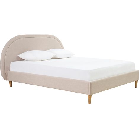 Lit 2 places 160x200 en tissu beige CHARLINE (1/5)