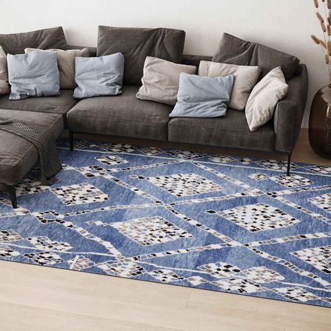 Tapis berbère Meral - Tapis en laine - 200x140cm, Rectangular - 100% Laine vierge - Noué main - Bleu (1/5)