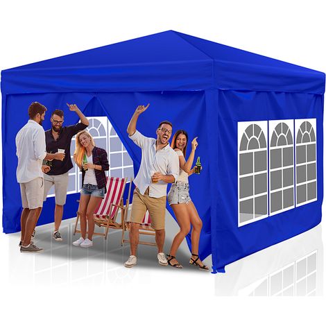 Wolketon Tenda pieghevole 3x3m, antipioggia, robusto gazebo pieghevole per giardino, campeggio ed eventi, blu
