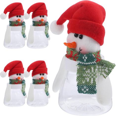 5 Pièces Bocaux à Bonbons de Noël Bonhomme de Neige en Tissu (1/5)
