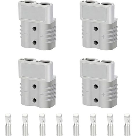 4 Pièces Anderson Connecteur Batterie 50A 600V 50Amp,Batterie Connexion Rapide Prise Universelle,avec Cosses en Cuivre Plaqué Argent,Accessoires Modulaires de Raccordement pour Voiture Moto (1/5)