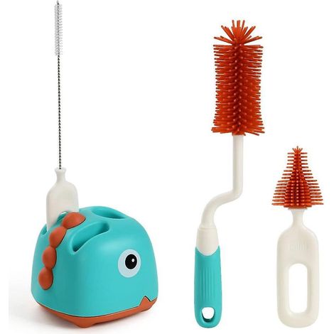 ensemble De Brosses Pour Bb, (vert) 4 En 1 Brosse De Nettoyage Pour Bb, Brosse De Nettoyage Pour Biberon En Silicone, Brosse De Nettoyage Pour Bb