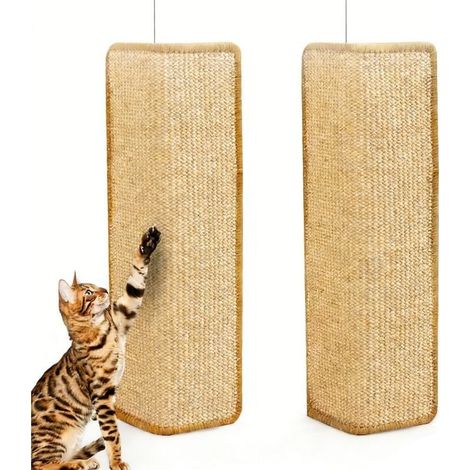2 Pièces Tapis Griffoir pour Chat, 60 x 30 cm, Tapis à Chat en Sisal Naturel, Tapis à Gratter Sol Antidérapant, pour Mur et Coin, Protege Votre Canape ou Fauteuil de la Griffe des Chats (1/5)