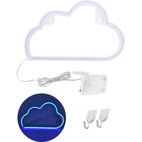 Lumière enseigne néon LED bleue décorative pour chambre bar, lampe de nuit USB/pile (1/5)