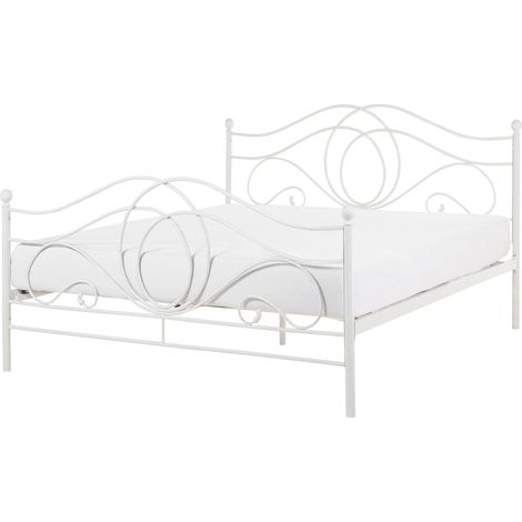 Bett mit Lattenrost Metall LYRA 140 x 200 cm Weiß
