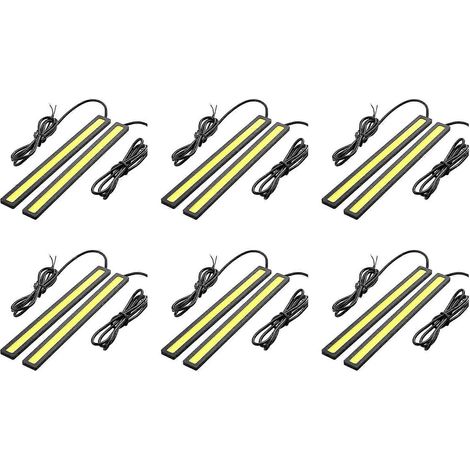 Lot de 12 feux de jour antibrouillard étanches et ultra-lumineux pour voiture, à LED COB blanches. (1/5)