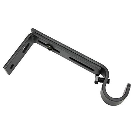 Gardinia Supporto per Bastone per Tende Ø 16 mm, 10-14 cm, Metallo, Nero Opaco (1/4)