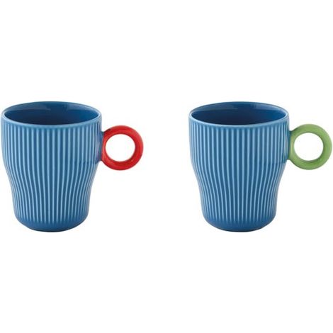 Set 2 Tazze di Caffè in Porcellana 90ml con Coperchio Twist & Match Blu - Pozzi Milano Spa