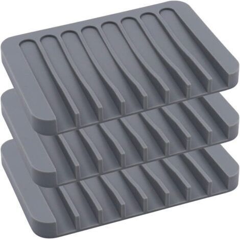 Porte-savon en silicone, douche, cascade, autodrainant, pour salle de bain, cuisine, plan de travail, 3 pièces, gris (1/5)