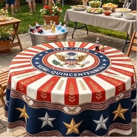 Creative and whimsical Star Round Tablecloth - 250th Anniversary Patriotic Tablecloth - 180180cm