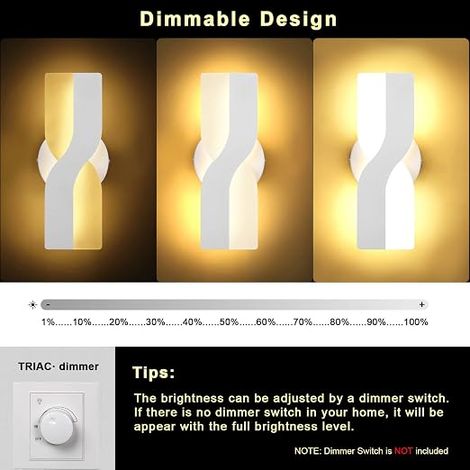 12W Modern LED Wall Light Dimmable Indoor Wall Lamp (1/4)